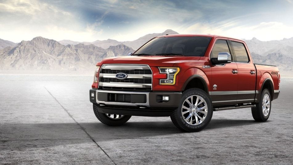 Red 2017 Ford F-150 on display